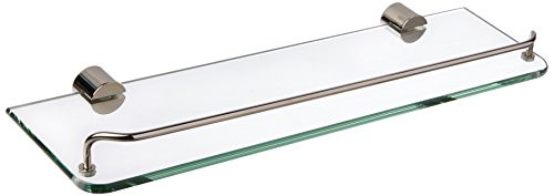 Jaclo 3501-GSW-PN Contempo II Glass Shelf with Wire Rail, Polished Nickel, Polished Nickel