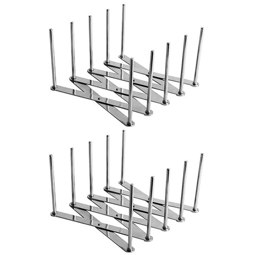Dish Plate Drying Rack, Pot Lid Holder, Adjustable Pot Lid Organizer, Kitchen Cabinet Pantry Pan and Pot Lid Organizer Rack Holder (2Pcs)