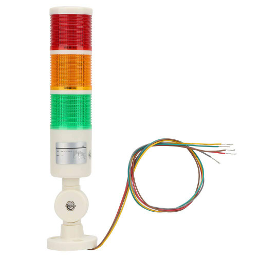 CNC Machine Warning Light, 24VDC Red/Orange/Green CNC Machine Warning LED Indicator Alarm Signal Light with Buzzer Sound for Machine Tools Mechanical Equipment, Constant Bright