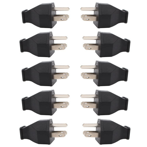 Straight Blade Plug,15 Amp 120-125 Volt, 2Pole 3Wire, Plug, Male Extension Cord Replacement Electrical Plugs End (10 Pack)