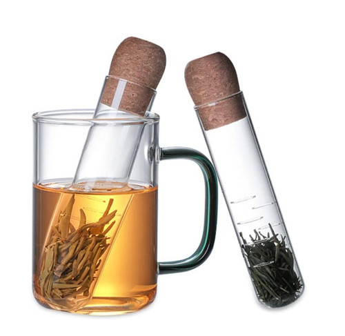 Hoffnugshween 2Pcs Glass Tube Tea Infuser Mini Clear Tea Infuser Transparent Bulk Tube Strainer Brewing Tea Test Tube Filter Tea Brewing Filter for Loose Tea Strainer for Cups Mugs Teapots (2pcs)