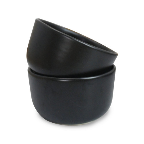 roro Handcrafted Ceramic Stoneware Matte Black Stoneware Style Fruit Salad and Miso Soup Bowls, 16 ounce (4.5 Inch Wide Bowl), Set of 2