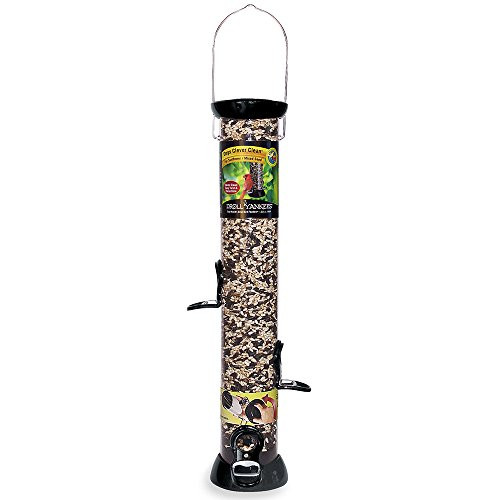 Droll Yankees Onyx Clever Clean Mixed Seed Bird Feeder, 18 Inches, 4 Ports, Black