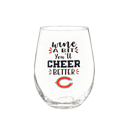 Team Sports America Chicago Bears, 17oz Boxed Stemless WIne Glass
