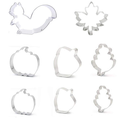 Emoly 8Pcs Large Fall Thanksgiving Cookie Cutter Set - Pumpkin, Maple?Oak Leaf, Squirrel and Acorn - Stainless Steel Emoly 8Pcs Large Fall Thanksgiving Cookie Cutter Set - Pumpkin, Maple?Oak Leaf, Squirrel and Acorn - Stainless Steel