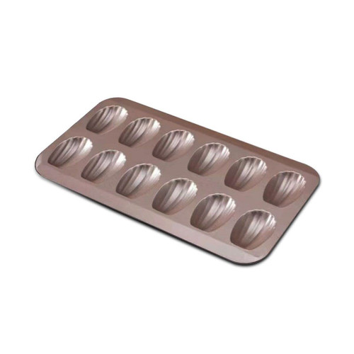 Gurlideo Madeleine Tray Non-Stick Carbon Steel Baking Tin Cake Pan 12 Hole Cake Mould-Golden Gurlideo Madeleine Tray Non-Stick Carbon Steel Baking Tin Cake Pan 12 Hole Cake Mould-Golden