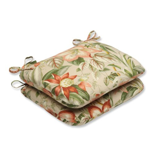 Pillow Perfect Outdoor Botanical Glow Tiger Stripe Round Corners Seat Cushion, Set of 2
