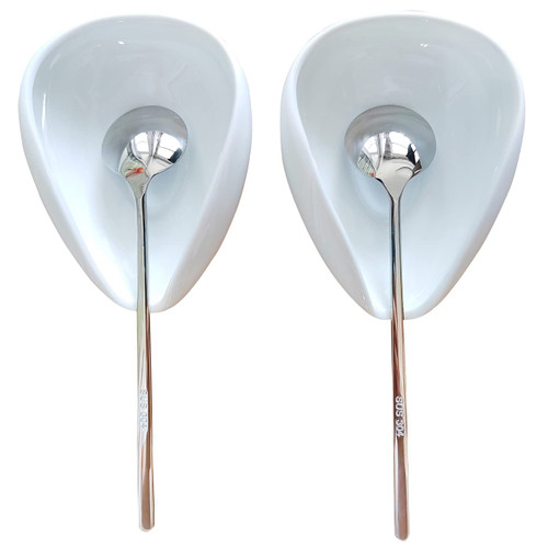 2 Pack Coffee Spoon Rest and Spoon, Ceramic Coffee Spoon Holder, small spoon rest,Teaspoon Rest, Mini Spoon Holder for Coffee Bar, Coffee Station, Coffee Bar Accessories