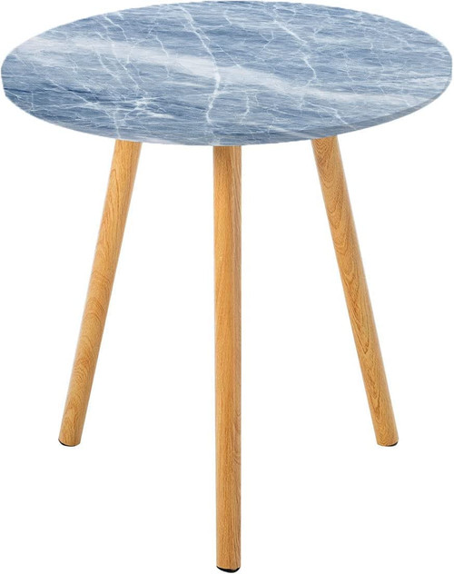 Marble Round Side Table Cloth, Pale Shade Stone Pattern Cracks on Its Surface Geography, Coffee Table Tablecloth Suitable for Living Room, Bedroom, Small Space, Fits 20" Round Table Pale Blue