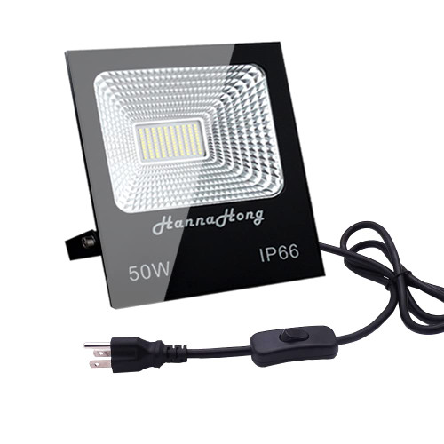 HANNAHONG 50W LED Flood Light Plug in,5500 Lumen,Super Bright Security/Work/Plant Grow Light,IP66 Waterproof Outdoor,Daylight White Reflector Spotlight for Porch, Garage,Patio,Yard,Garden,Lawn HANNAHONG 50W LED Flood Light Plug in,5500 Lumen,Super Bright Security/Work/Plant Grow Light,IP66 Waterproof Outdoor,Daylight White Reflector Spotlight for Porch, Garage,Patio,Yard,Garden,Lawn