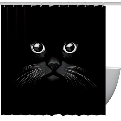 VAPOKF Shower Curtain for Bathroom Decor, Black Cat Waterproof Polyester Fabric Bath Curtain Set with 12 Hooks - 60x72 Inches