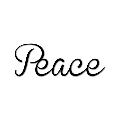 Peace Outdoors Home Decorations Wall Sticker Cursive Word Art Black Letters Self-Adhesive Home Decals for Dorm Classroom Bathroom Furniture Vinyl 28in