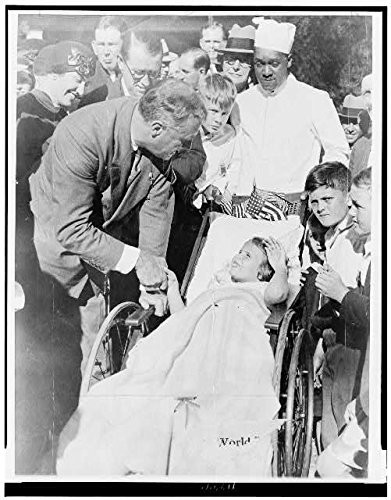 HistoricalFindings Photo: Franklin D. Roosevelt,Governor of New York,greets Girl in Wheelchair,1932,FDR