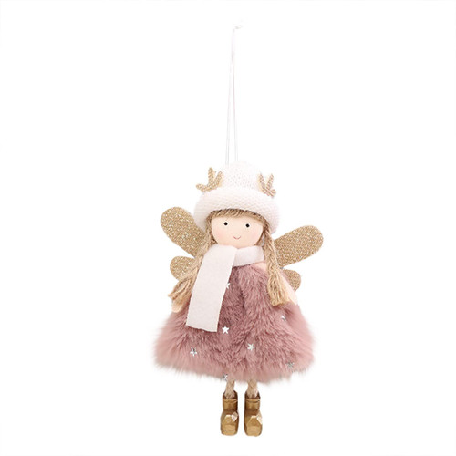 Angel Ornaments Christmas Angel Doll Hanging Decorations Christmas Tree Plush Decorations Cute Angel Doll Pendant Christmas Plush Ornaments For Christmas Acrylic Snowflakes Large (Pink, One Size)
