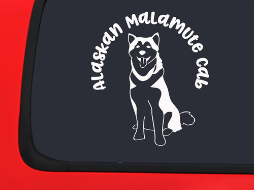 Car Sticker Alaskan Malamute Cab Funny Dog Driving Car Window Decal Sticker White 7 Inch