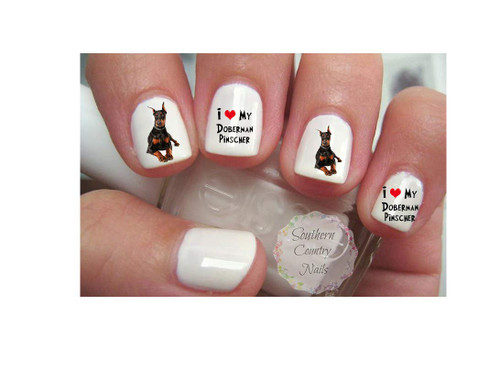 Dog Breed Doberman I Love my Doberman Pinscher Nail Art Decals Dog Breed Doberman I Love my Doberman Pinscher Nail Art Decals