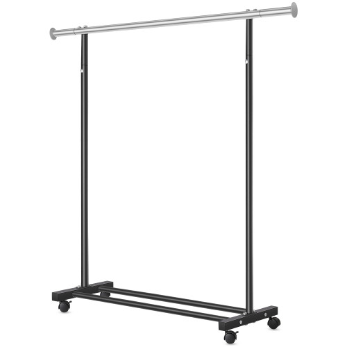 VICERII Clothes Rack, 130LB Capacity Heavy Duty Clothing Rack with Wheels and Bottom Shelf, 52.17 Inch Rolling Racks for Hanging Clothes, Coats, Shirts, Sweaters, Skirts, Dress, Black