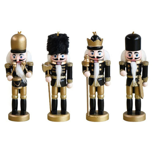 Didiseaon Christmas Nutcracker Soldier Puppet Wood Nutcracker Figurines Soldier Hanging Decorations for Christmas Tree, Shelves Tables Decor, Xmas Hanging Decor (4pcs)