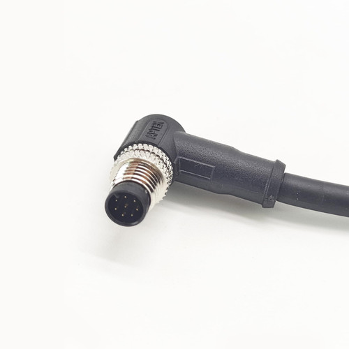 M8 8 Pin Male Connector Cable, B Code Right Angle Molding Cable Male Aviation Sensor Electrical PVC Cable Industrial Molded Cable 1M AWG24