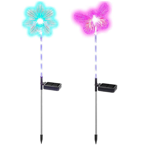 Aolyty Solar Garden Lights Outdoor, IP65 Waterproof Solar Stake Light 7 Color Changing LED Landscape Lighting 2 Pack for Walkway Patio Lawn Yard Flowerbed Decorative (Butterflies&Flowers)