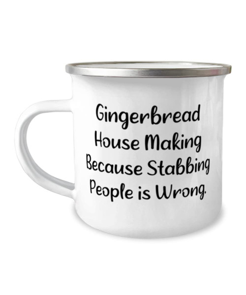 Gingerbread House Making Because Stabbing. 12oz Camper Mug, Gingerbread House Making Present From Friends, Inspire For Friends, Gingerbread house kits, Gingerbread house decorating ideas, Gingerbread
