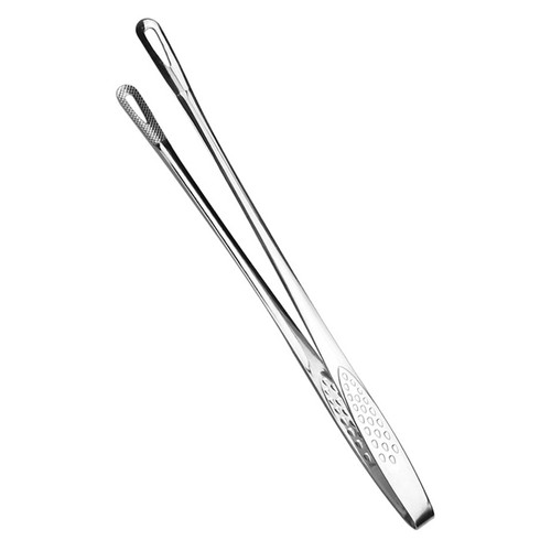 Fenteer Korean and Japanese BBQ Tongs Barbecue Grilling Tongs Tweezer Serving Tongs Bread Clip Metal Food Tongs for Cooking Grilling Barbecue Buffet, 28cm