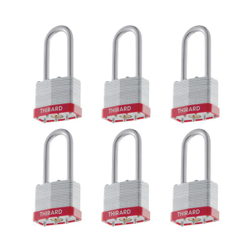 Guliffen Set of 6 Laminated Heavy Duty Padlocks Keyed Alike ?Key Lock of 1-9/16"(40mm) Wide Body 2-inch Long Shackle Padlocks with Same Keys