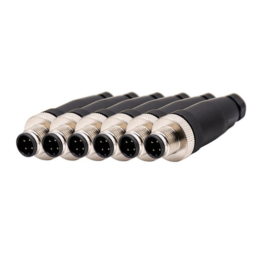 Elecbee 5PCS Ethernet M12 Connector Field Wireable Waterproof Straight 4 Pin A Code Unshield Male Plug for Cable