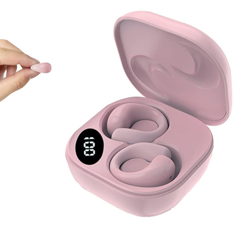 Small Clip On Open Ear Headphones Wireless Bluetooth Ear Clip Bone Conduction Conducting Headphones Headset with Mic Open Ear Bone Conduction Earbuds Head Set Head Phones Earphones