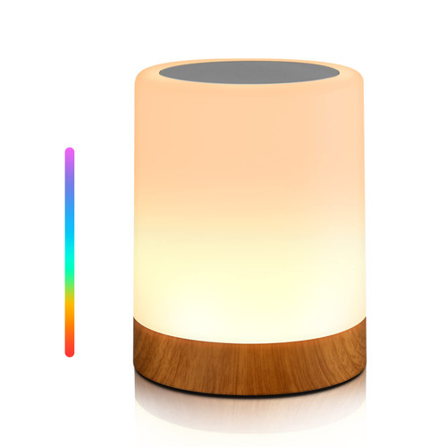 INFLELOS Night Light Touch Lamp, LED Table Lamp Bedside Lamp RGB Table Lamp Bedroom Lamp with Touch Sensor, Portable Desk Lamp Built-in Battery Rechargeable Dimmable, 3 Intensity White Warm Light.