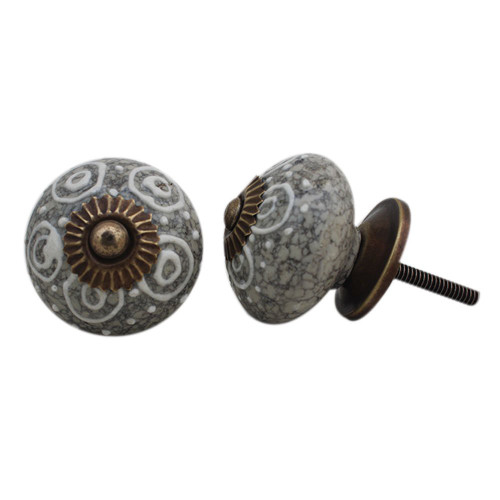 Indian Shelf 2 Pieces Dresser Knobs | Round Crackle Dresser Drawer Pulls and Knobs | Bulk Drawer Pulls White | Cupboard Knobs Ceramic | Unique Knobs for Cabinets | Single Drawer Knob