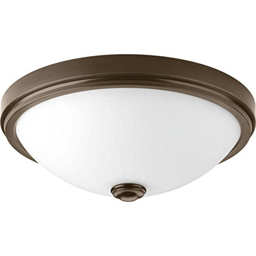 Progress Lighting P350008-020-30 Linen One-Light DC LED Flush Mount, Antique Bronze