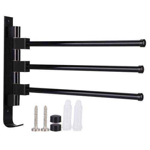Swivel Towel Rail Rack, Bathroom Towel Rack Shelf with Multi Towel Bar, Wall Mounted Towel Rack Holder with Hook (6)