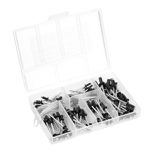 Walfront 120pcs/set Aluminium Blind Rivet Assortment M2.4 / M3.0 / M3.2 / M4 Aluminium Blind Rivets Riveting Tool Furniture Fasteners, Rivet