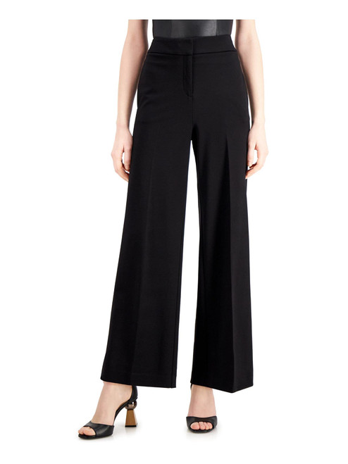 Alfani Womens Solid Casual Wide Leg Pants, Black, 2 Alfani Womens Solid Casual Wide Leg Pants, Black, 2