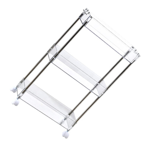 Veemoon Rolling 3 Shelf Metal Shelving Metal Utility Cart Metal Storage Rack Rolling Shel Toiletry Organizer 2 Tier Vegetables Storage Stand Multifunctional Kitchen Shelf Rolling Cart Shel