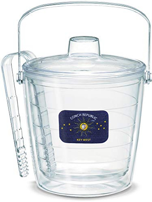 Tervis 1065860 Florida Conch Republic Flag Key West Insulated Tongs with Emblem Lid-Boxed, 87oz Ice Bucket, Clear