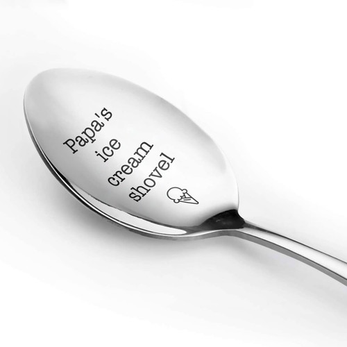 topkouta?li Engraved Ice Cream Spoon Papa's Ice Cream Shovel Practical Gift for Dad Sturdy Stainless Steel Dessert Spoon Emotional Dad Gifts for Fathers Day or Birthday