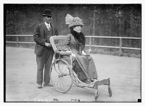 HistoricalFindings Photo: Mrs. Field,1910-1915,Being Pushed by Man in Wheelchair,Bain News Service