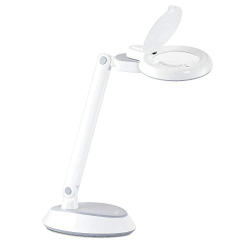 OttLite LED Space-Saving Magnifier Desk Lamp | Task Lamp, Table Lamp | 1.75x Optical-Grade Magnifier, 4X Spot Viewer | Great for Home, Office, Dorm, Workshop