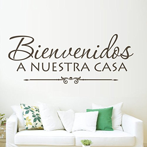 DigTour WallArt Bienvenidos A Nuestra Casa/Welcome to Our Home - Vinyl Spanish Wall Decal Family Love Quotes Stickers Home Art Decor White