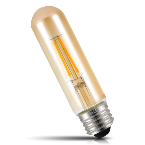 LED Edison Light Bulbs T10 Tube Bulbs Dimmable Vintage Led Bulbs 4W Antique Style, 2200K Warm White (Amber Glass), LED Filament, E26 Base (6 Pack - 6) (2200K-Amber, 1-Pack)