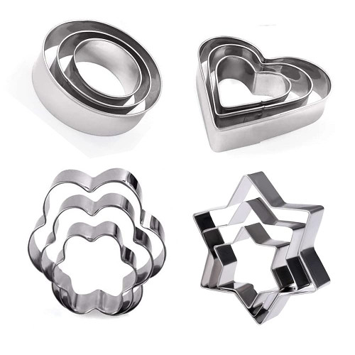 12PCS Cookie Cutters Set, Flower Round Heart Star Shape Biscuit Stainless Steel Metal Baking Molds Cutters for Kitchen 12PCS Cookie Cutters Set, Flower Round Heart Star Shape Biscuit Stainless Steel Metal Baking Molds Cutters for Kitchen
