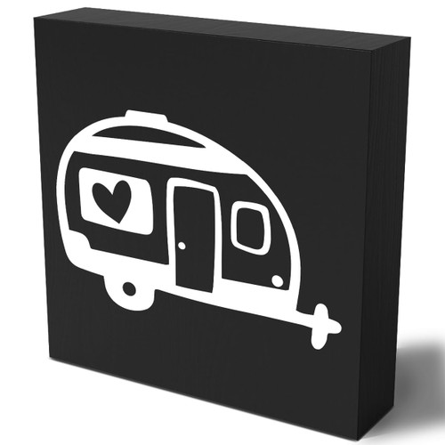 Funny Camper Van Wooden Box Sign Plaque Rustic Art Campers Travel Home Garden Shelf Desk Decor 5 x 5 x 1 Inches