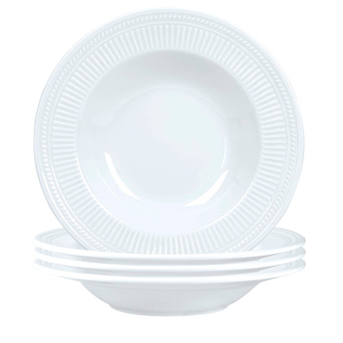 ZWERITOO 8-3/4-Inch Soup Plates 10 Ounces Pasta Bowls Set of 4 Wide Rim Soup Bowl Pasta Plate Shallow Bowls for Kitchen Porcelain Rimmed Bowls