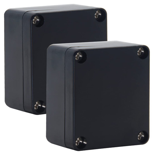 Raculety 2 Pack Project Box IP65 Waterproof Junction Box ABS Plastic Black Electrical Boxes DIY Electronic Project Case Power Enclosure 2.48"x2.28"x1.38" (63x58x35mm)