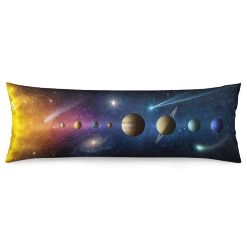 Solar System Body Pillow Cover Outer Space Universe Galaxy Planet Long Pillow Case with Zipper Decorative Bedding Pillowcase Soft Cushion Large Pillow Covers for Couch,Bedroom, Home Gifts 20"x54"