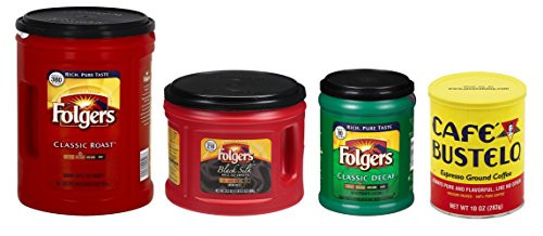 Folgers Ultimate Coffee Bar Classic Roast Coffee, Black Silk Coffee & Classic Decaf & Cafe Bustelo Coffee Espresso, 8 Pound (Pack of 4)