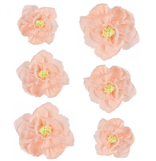 ASTRQLE 6PCS Artificial Paper Flower Decorations Crepe Paper Flowers Decorations Large 3D Artificial Flowers Wall Decor Party Backdrop for Nursery Room Birthday Wedding Bridal Shower(Light Pink)