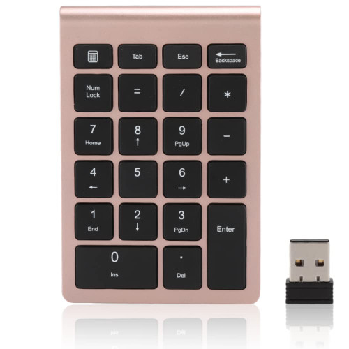 Wireless Numeric Keypad, 22 Keys Bluetooth Number Pad Ultra thin Portable Number Keypad USB 2.4G Slim External Numpad Keyboard with Receiver for Laptop, PC, Tablet